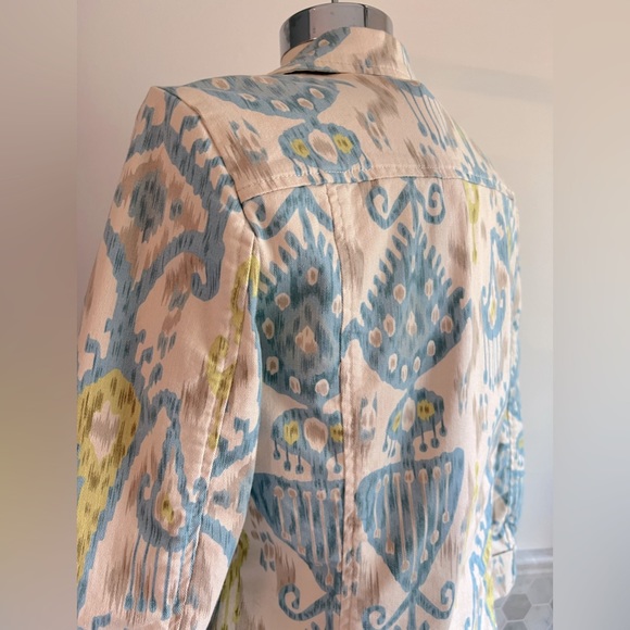 SOLO Moda Floral Print Beige Jacket Sz 6 - Picture 7 of 9